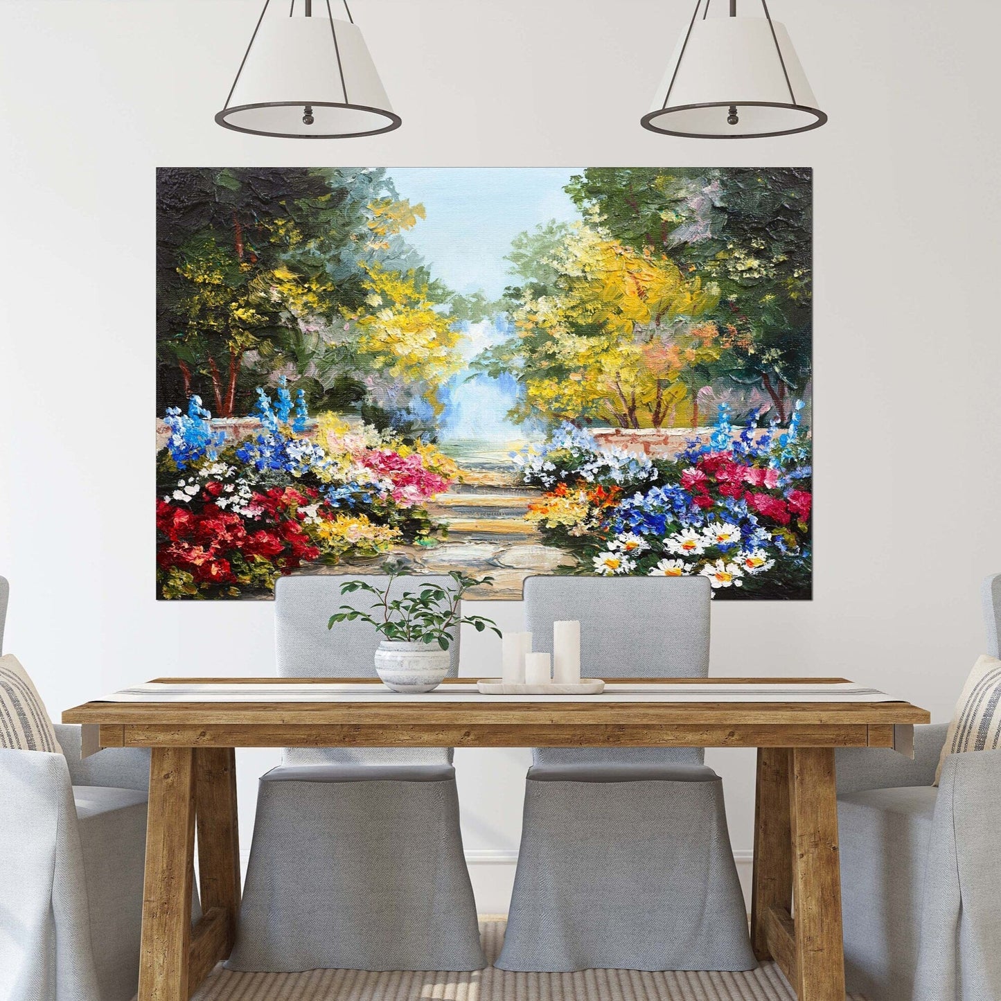 Flower wall decor paintings on canvas, Nature painting, home wall decor, wood wall art, multi panel wall art, landscape painting prints