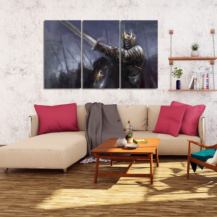 Knight wall art, anime canvas painting, nursery wall decor, sword art, fantasy art print, dark fantasy wall art, knight poster