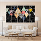 Black marble wall art, abstract geometric canvas paintings, huge multi panel canvas wall art dark