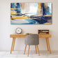 Blue yellow wall art, extra large horizontal wall art, modern abstract canvas painting, multi panel abstract print