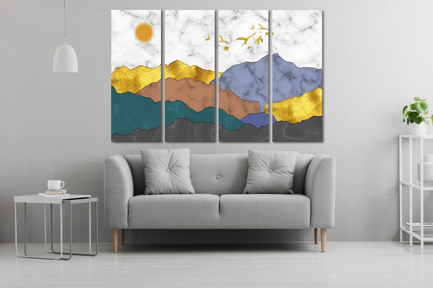 Abstract blue ridge mountains wall art canvas paintings, nature wall art Japanese art canvas, mountains wall art smoky mountains gift