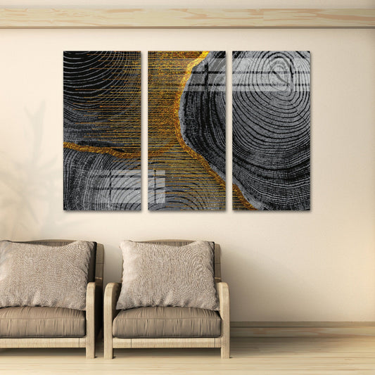 Abstract gold and black wall art, modern canvas paintings, oversize wall art for bedroom, living room, kitchen, office