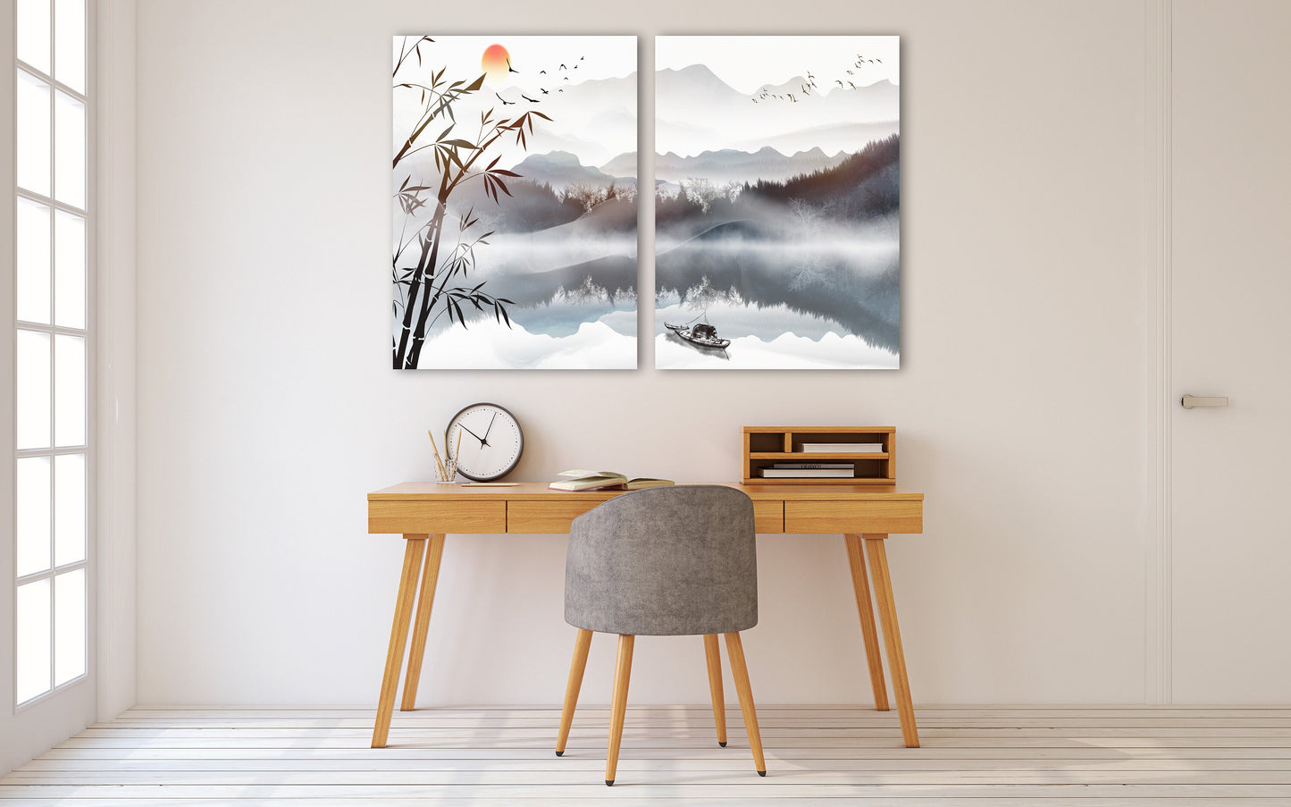 Asian framed wall art, blue ridge mountains canvas painting, rocks and mountains 3 piece frame canvas, mountains posters