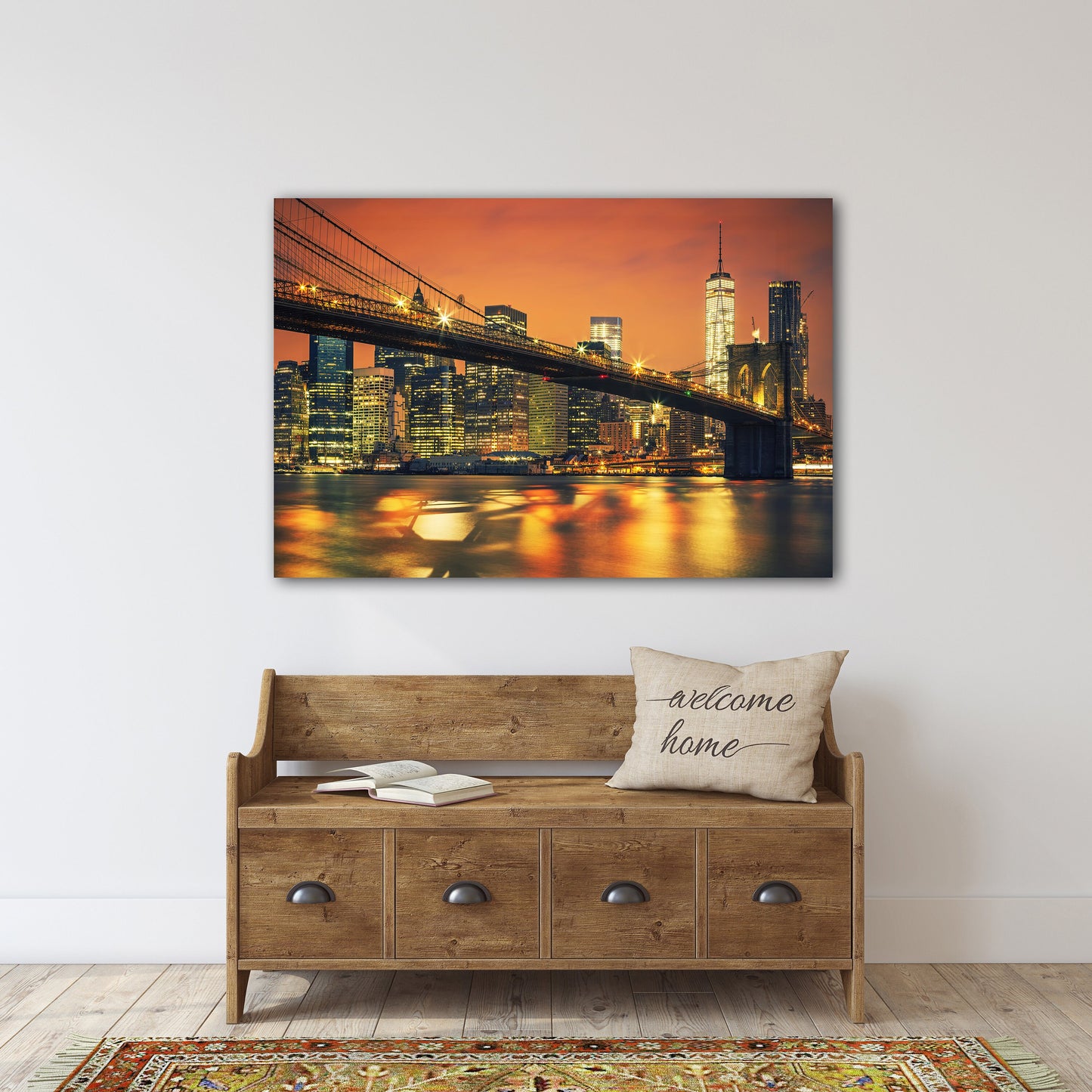 Brooklyn bridge print New york city painting extra large multi panel wall art American bridge home wall decor framed art print canvas