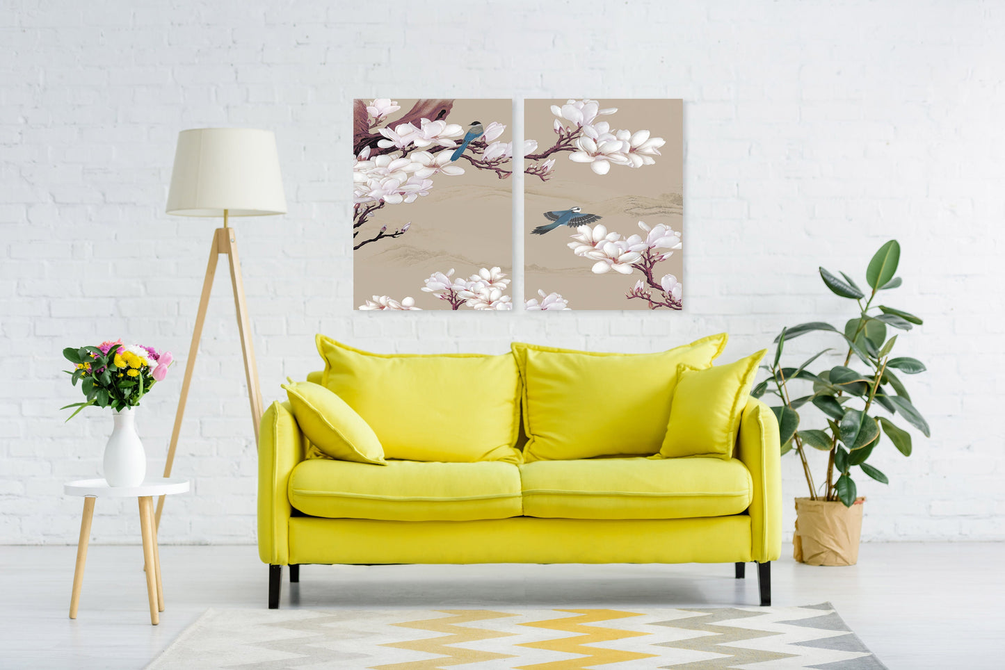 Magnolia painting, floral wall art, japanese wall art canvas, japanese prints wall art asian wall art huge wall art