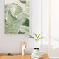 Green leaves wall art, oil painting floating frame hanging wall decor, extra large botanical canvas print, banana leaves living room artwork