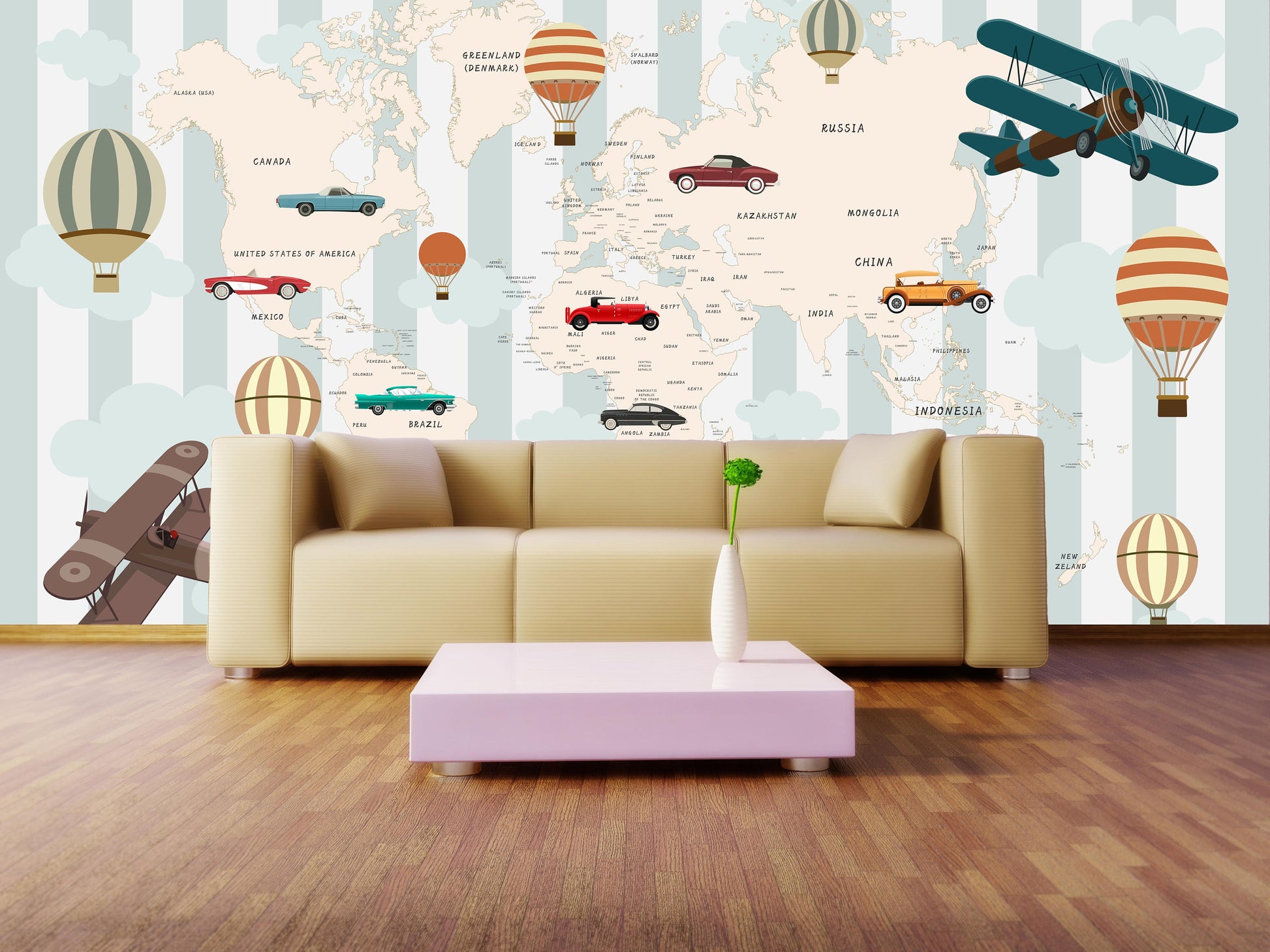 Kids world map World map mural Removable wallpaper Textured wallpaper nursery wallpaper vinyl wallpaper modern wallpaper wall print art