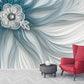 Blue removable wallpaper Flowers wallpaper Floral Peel and stick wallpaper Textured wallpaper adhesive wallpaper Botanical wallpaper