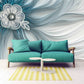 Blue removable wallpaper Flowers wallpaper Floral Peel and stick wallpaper Textured wallpaper adhesive wallpaper Botanical wallpaper