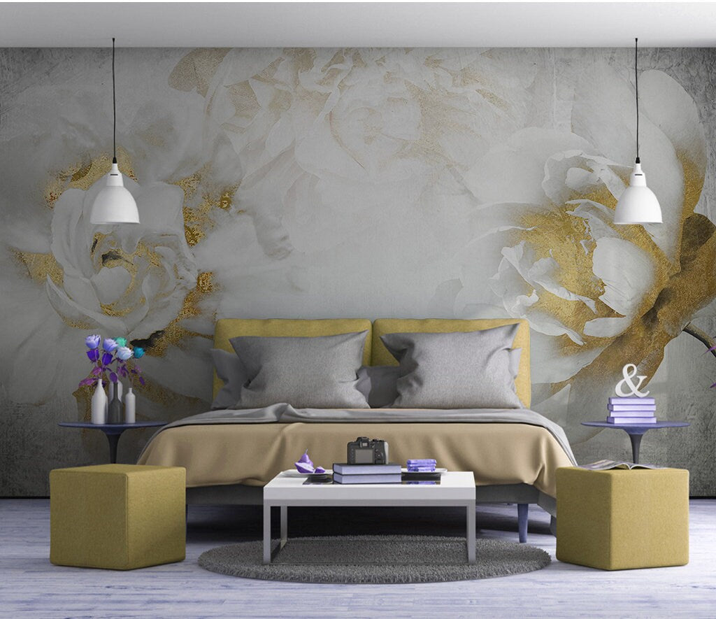 Floral Wallpaper Self Adhesive Peel and Stick Removable Floral Wallpaper Living Room Bedroom self afhesive mural