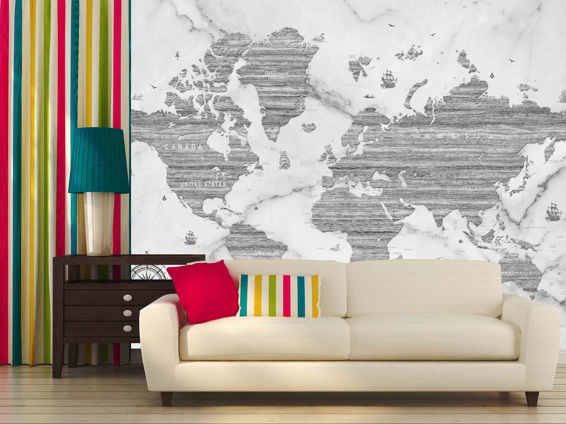 World map mural Removable wallpaper Textured wallpaper fabric wallpaper vinyl wallpaper modern wallpaper wall print art detailed world map