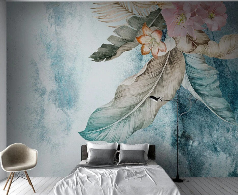 Boho wallpaper Floral Peel and Stick wall mural Self Adhesive Removable wallpaper Living Room Bedroom wall decoration flowers wallpaper