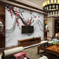Sakura blossoms Botanical removable Japanese wall art Flowers wall mural prints Peel & stick Art deco wallpaper Chinoiserie painted silk