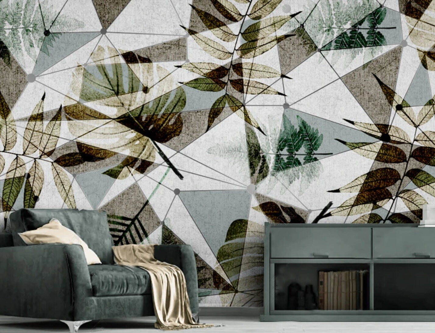 Peel and stick mural Wall sticker custom Geometric patterns wallpaper Botanical removable Art deco wallpaper Home wall decor