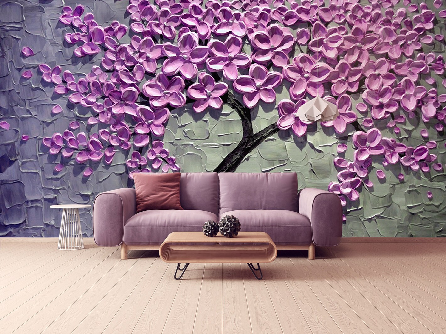 3d wall muralr Sakura blossoms wallpaper, Flowers Peel&stick wallpaper Large flower wall sticker Dathroom wall decor removable wall decal