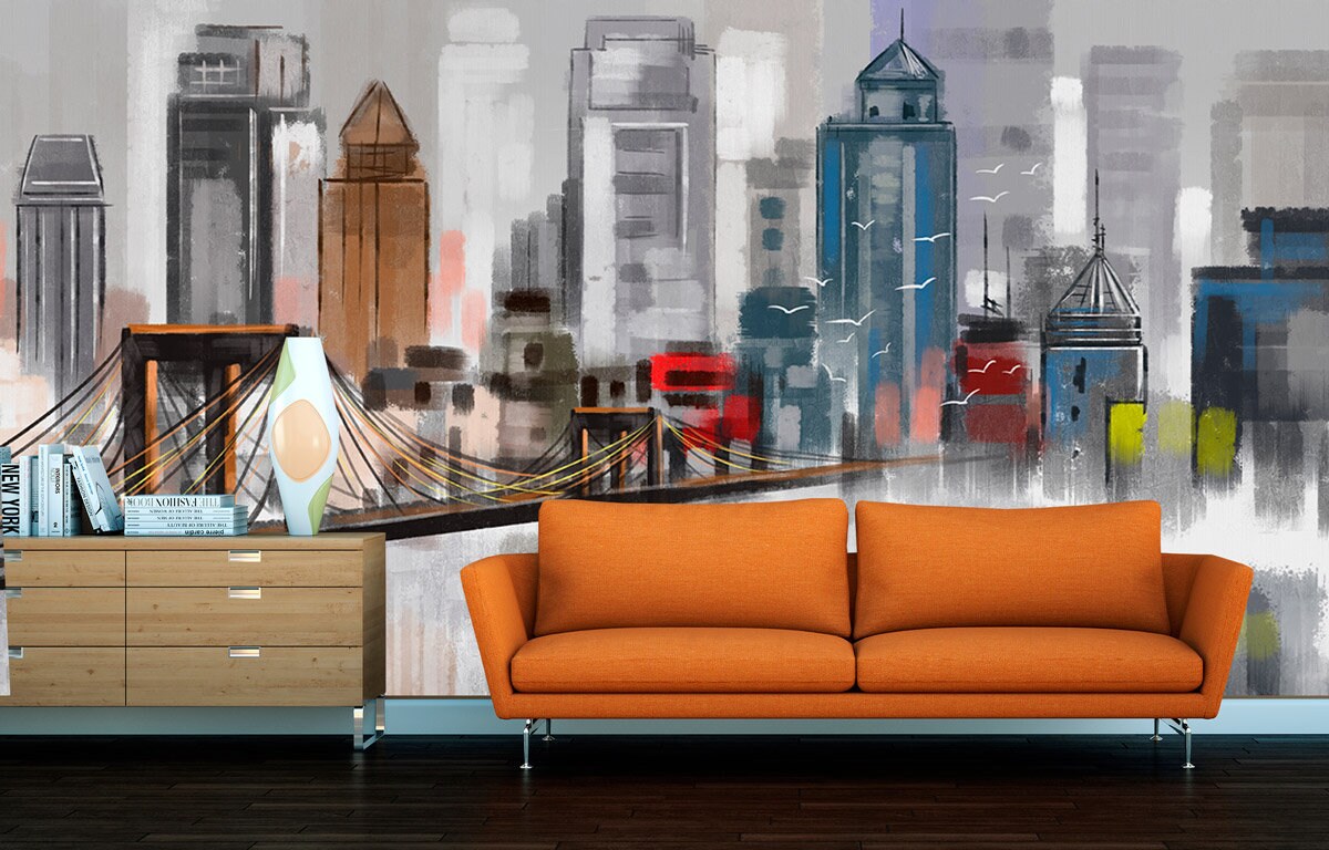 wall mural peel and stick City architecture art print bedroom wallpaper Vinyl wall sticker temporary wall covering