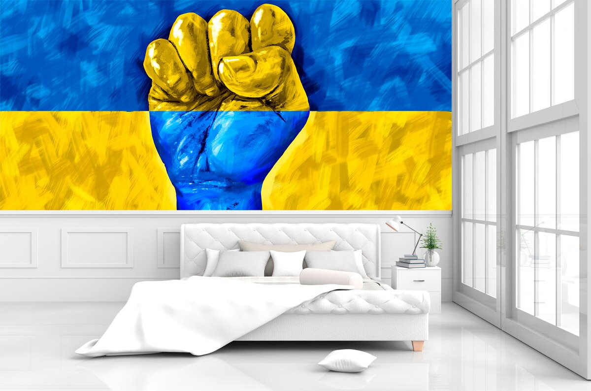 Ukraine flag sticker Peel and stick wallpaper made in Ukraine Wall decals and murals, removable wallpaper for bedroom, living room