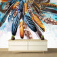 Feather wallpaper peel and stick mural Blue abstract bedroom wallpaper Removable wallpaper Textured wallpaper vinyl wallpaper