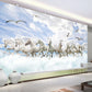 Horse decor for girls room Wild horse print, clouds wallpaper peel and stick wall mural Photo wallpaper, giant vinyl wallpaper