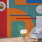 Art deco abstract geometric colorful photo wallpaper peel and stick scandinavian wall mural