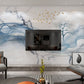 Abstract wallpaper peel and stick wall mural, blue photo wallpaper, removable art deco wallpaper minimalist bedroom wall decor