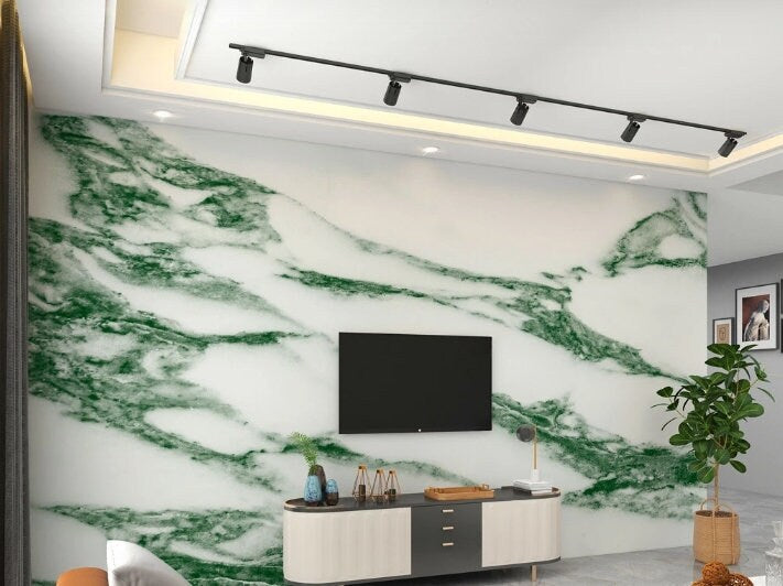 Green marble wallpaper peel and stick wall mural prints, abstract canvas wallpaper, self adhesive mural