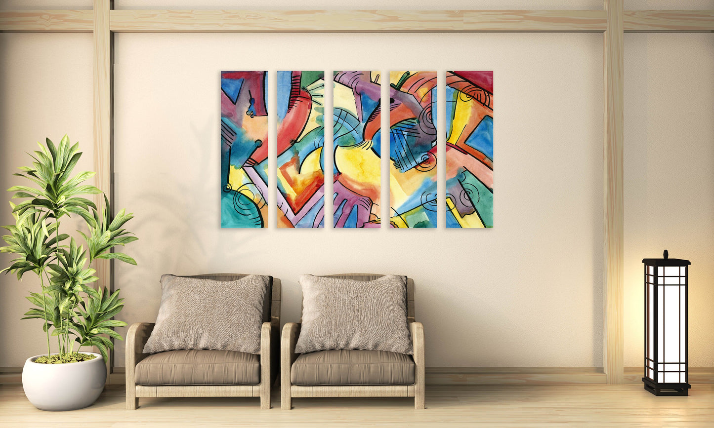 Modern abstract art, abstract wall art paintings on canvas, home wall decor, canvas painting, abstract canvas, multi panel wall art