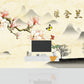 Sakura blossoms Japanese wallpaper, peel&stick floral temporary wall decor, Chinoiserie self adhesive vinyl mural, botanical canvas mural