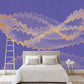 Extra large abstract waves peel stick wallpaper, blue minimalist canvas wall mural, temporary vinyl wallpaper, modern removable wall decal
