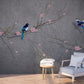 Botanical self adhesive accentual wallpaper, sakura blossoms vinyl wallpaper, peel stick asian canvas wall mural, removable japanese mural