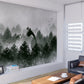 Kids peel and stick wallpaper, baby boy self adhesive wall mural, accentual nursery vinyl photo mural, foggy forest canvas photo wallpaper