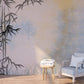 Extra large tropical self adhesive wallpaper, temporary light blue peel and stick wall mural, accentual canvas bamboo photo wallpaper