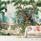 Tropical peel and stick wallcovering, large botanical self adhesive wallpaper, temporary nature wall mural, accentual forest wall decal