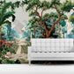 Tropical peel and stick wallcovering, large botanical self adhesive wallpaper, temporary nature wall mural, accentual forest wall decal