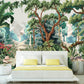 Tropical peel and stick wallcovering, large botanical self adhesive wallpaper, temporary nature wall mural, accentual forest wall decal