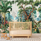 Tropical peel and stick wallcovering, large botanical self adhesive wallpaper, temporary nature wall mural, accentual forest wall decal