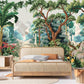 Tropical peel and stick wallcovering, large botanical self adhesive wallpaper, temporary nature wall mural, accentual forest wall decal