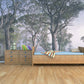 Large self adhesive forest wallpaper, peel and stick trees wall mural, accentual nature wallpaper, remuvable botanical canvas wallcovering