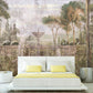 Extra large botanical self adhesive wallpaper, accentual fountain wall mural, peel stick plants wallpaper, removable nature photo wallpaper