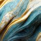 Abstract large peel and stick wall mural, self adhesive blue gold wallpaper, removable marble photo wallpaper, accentual wall decal