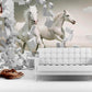 Extra large horses wallpaper, peel and stick animals wall mural, self adhesive 3d wallpaper, temporary white wallpaper, accentual wall decal