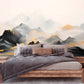 Extra large black gold wallpaper, abstract peel and stick wall mural, self adhesive mountains wallpaper, temporary mural, modern wallpaper