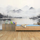 Extra large mountains wallpaper, self adhesive black white wall mural, peel and stick landscape wallpaper, temporary nature wallcovering