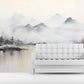 Extra large mountains wallpaper, self adhesive black white wall mural, peel and stick landscape wallpaper, temporary nature wallcovering