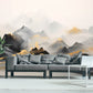 Extra large black gold wallpaper, abstract peel and stick wall mural, self adhesive mountains wallpaper, temporary mural, modern wallpaper
