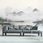 Extra large mountains wallpaper, self adhesive black white wall mural, peel and stick landscape wallpaper, temporary nature wallcovering